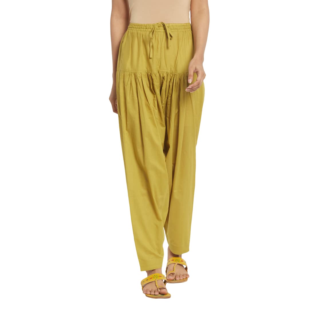Fabindia Women Cotton Full Length Salwar Green_Xs