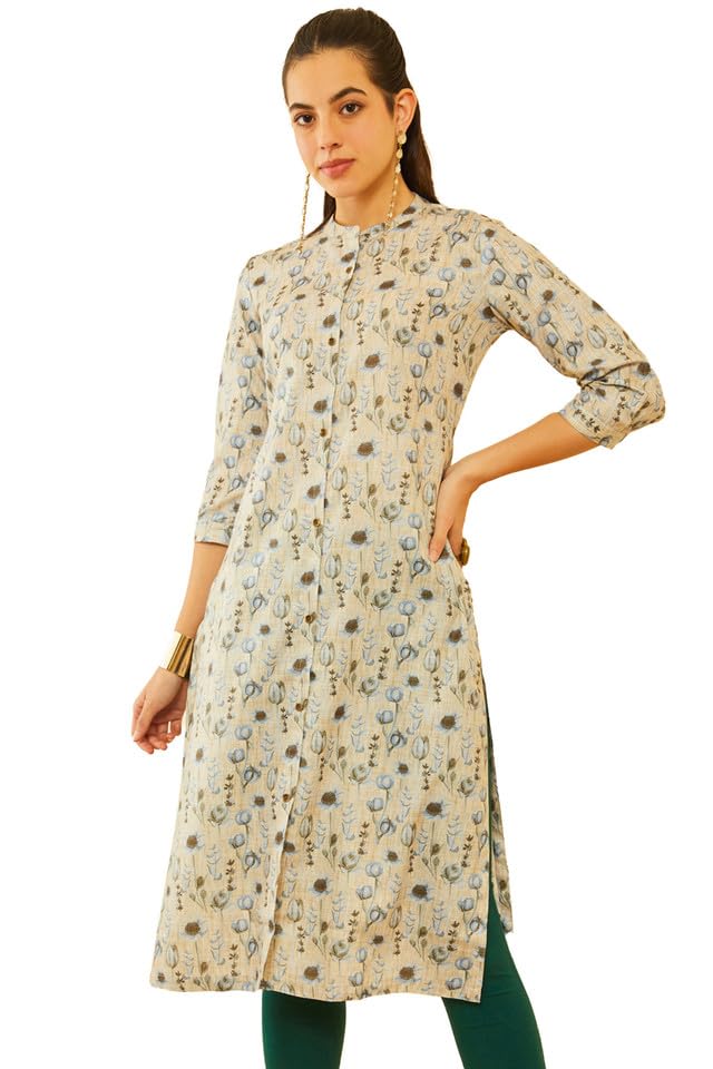 Soch Women's Rayon Regular Fit Floral Regular Kurta