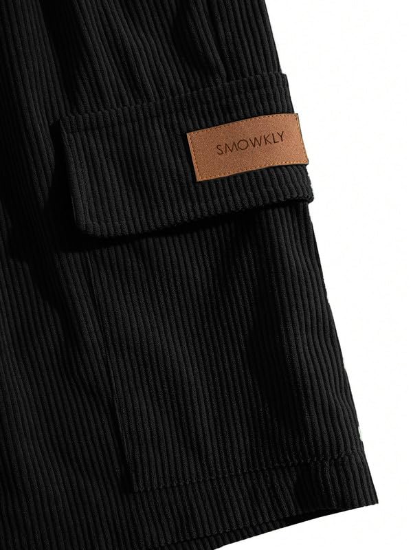 SMOWKLY Authentics Classic Mens Ribbed Polycotton Relaxed Fit Cargo Stretch Shorts || Half Pant with Drawstring & 4 Pockets ||