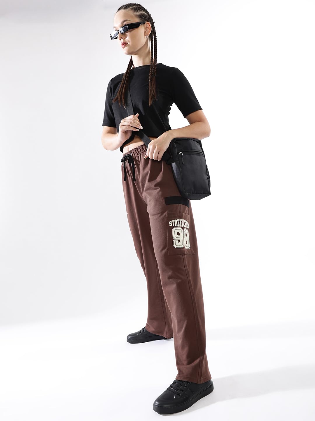 Hubberholme Women Printed Jogger High-Rise Casual Track Pants 17 Coffee Brown