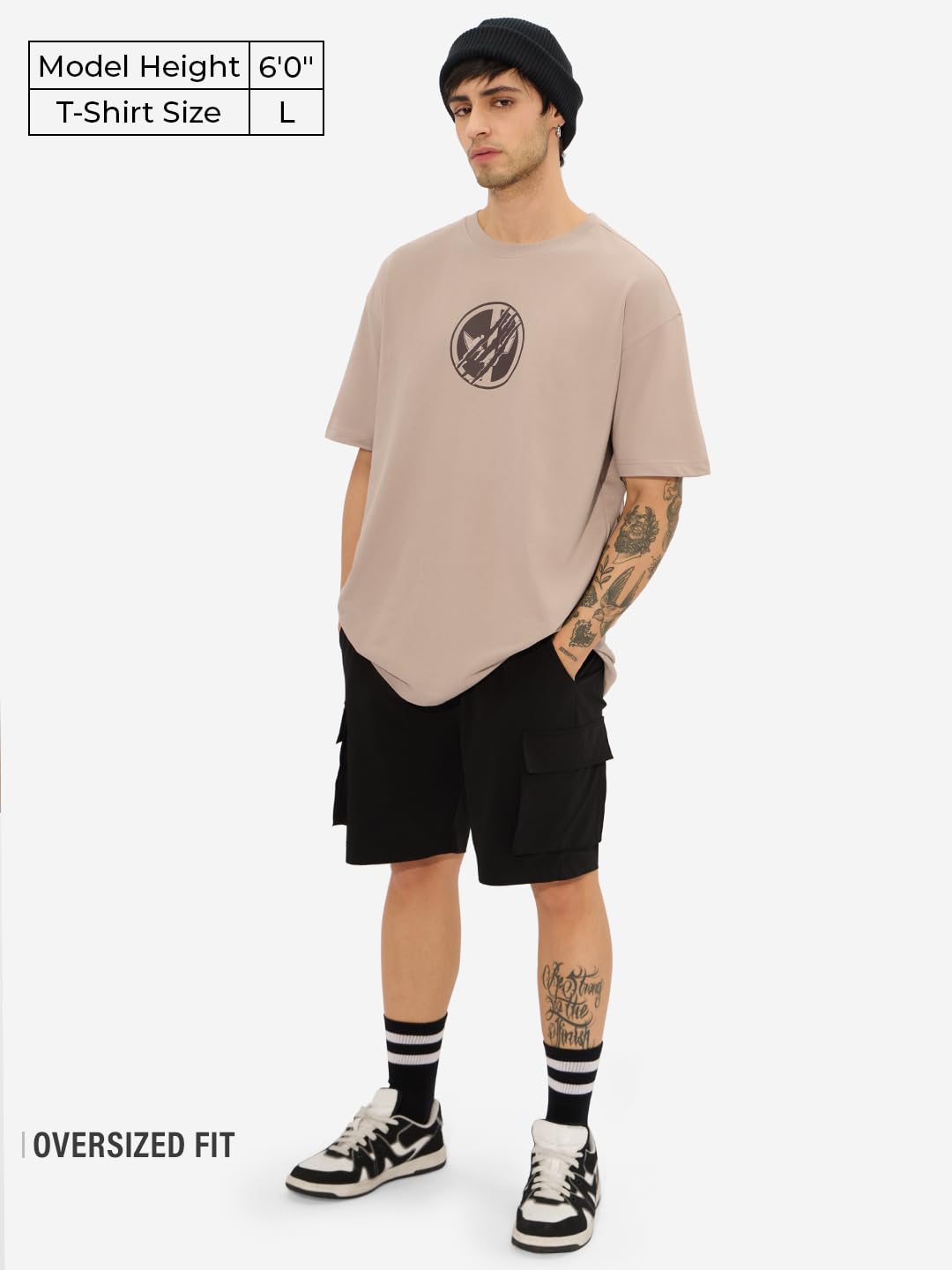The Souled Store Official Deadpool: The Cavillrine Men and Boys Short Sleeves Round Neck Brown Graphic Printed Cotton Oversized