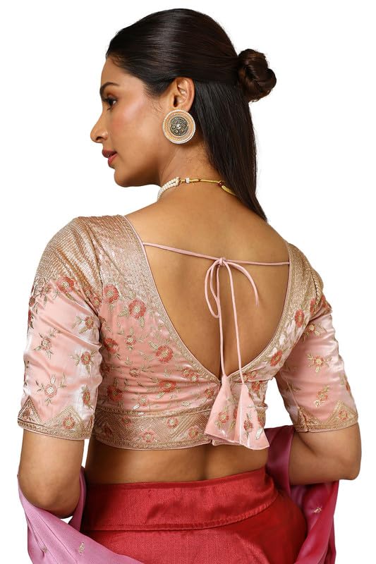 Soch Womens Peach Organza Embellished Blouse With Sequins