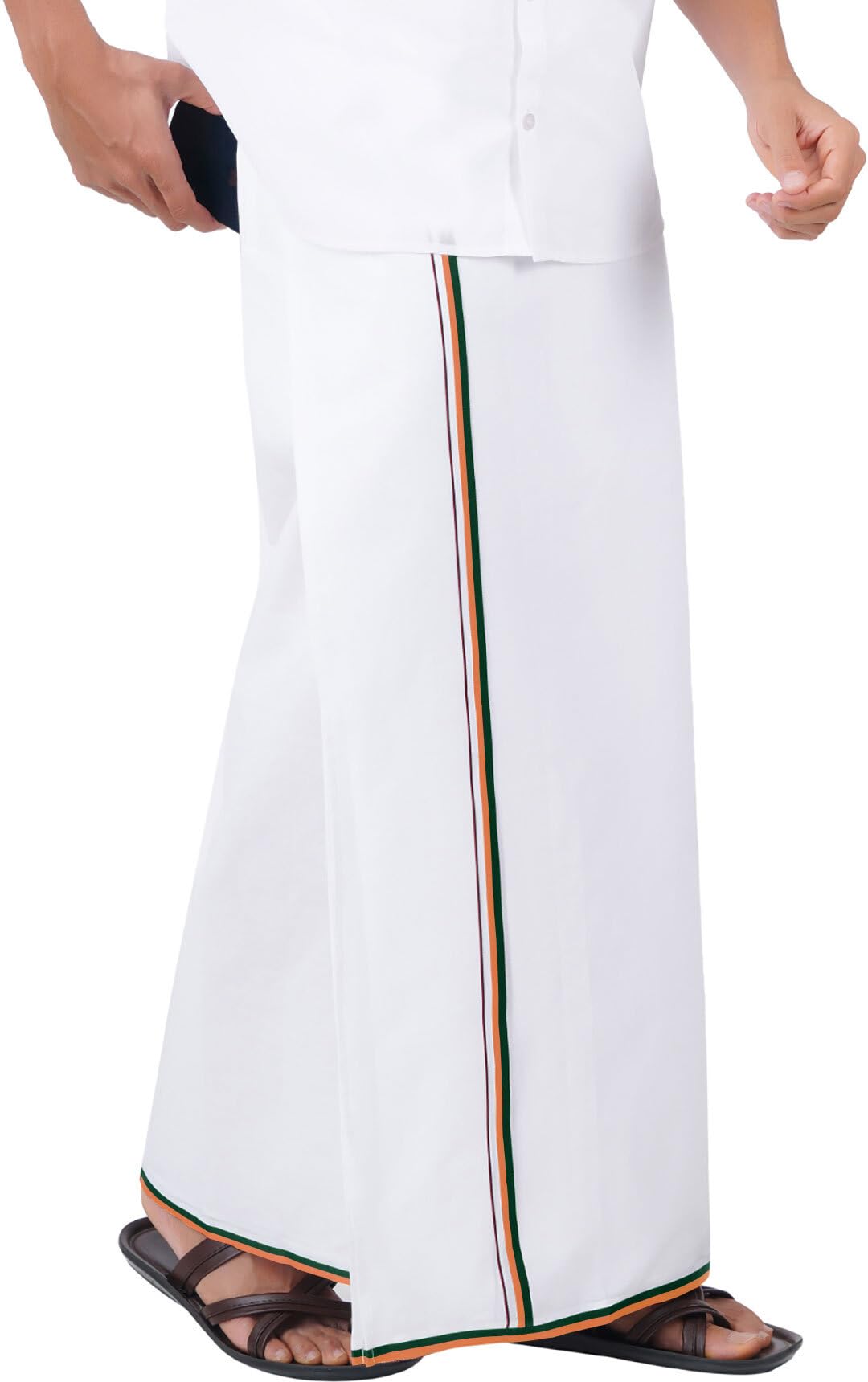 Prakasam Cotton Mens Fine Quality Welcro Pocket Bjp Party Cotton White Solid Men Dhoti