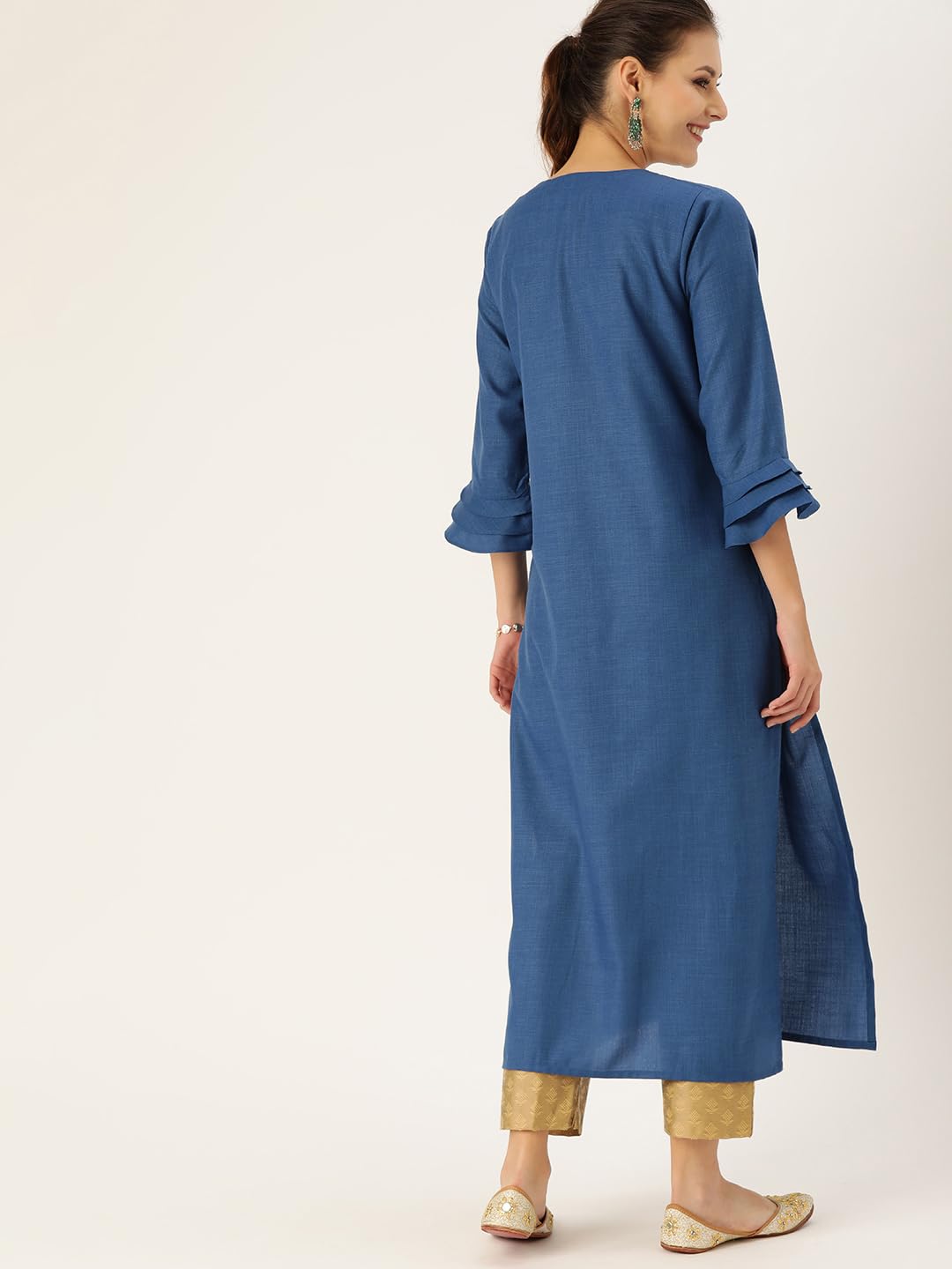 Varanga Women's Cotton Straight Kurta Set (KR_VAR2205099-S_Blue