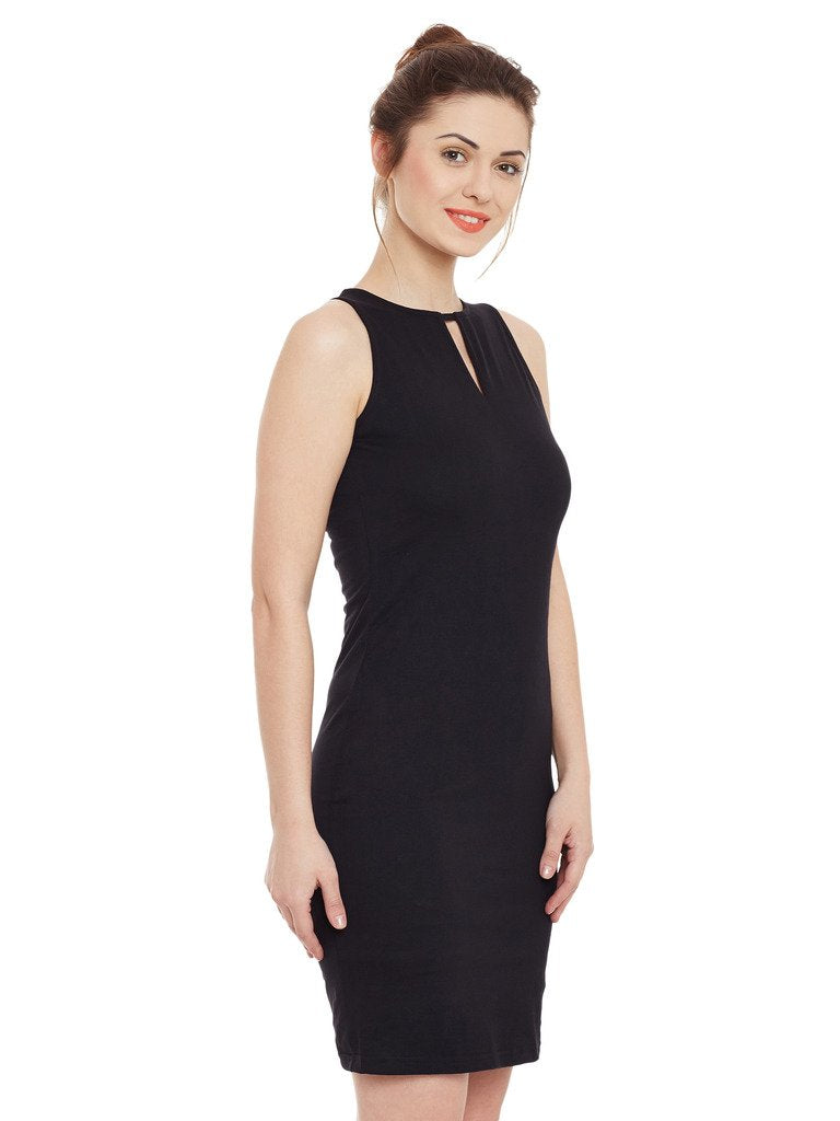 Miss Chase WomenS Super Comfortable Solid Sleeveless Round Neck Mini Bodycon Dress With Zip Closure | 3 Colors(Mcaw15D01-75-62-