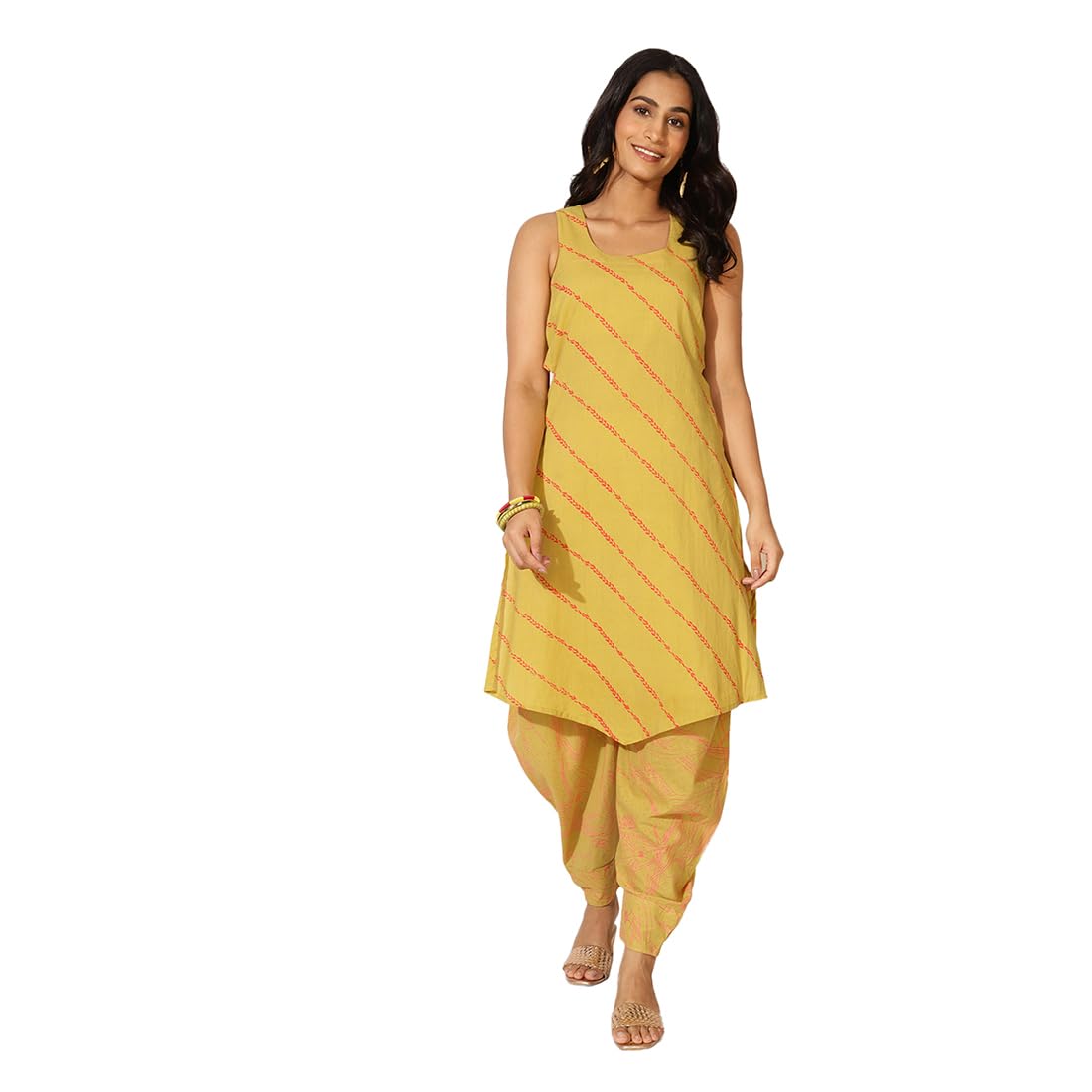 Fabindia WomenS Cotton Regular Kurta (102464301_Lime