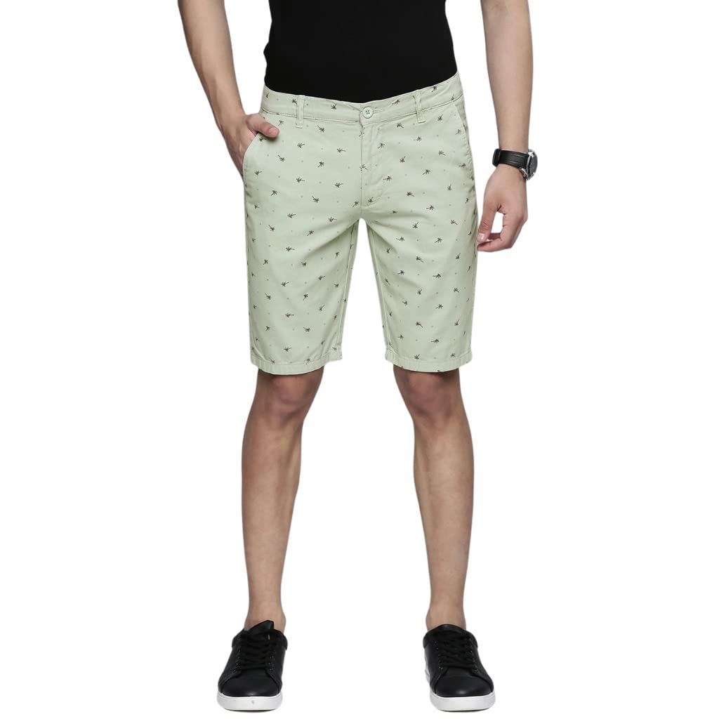 The Indian Garage Co Men Slim Fit Solid Mid-Rise Chino Shorts Mint Green