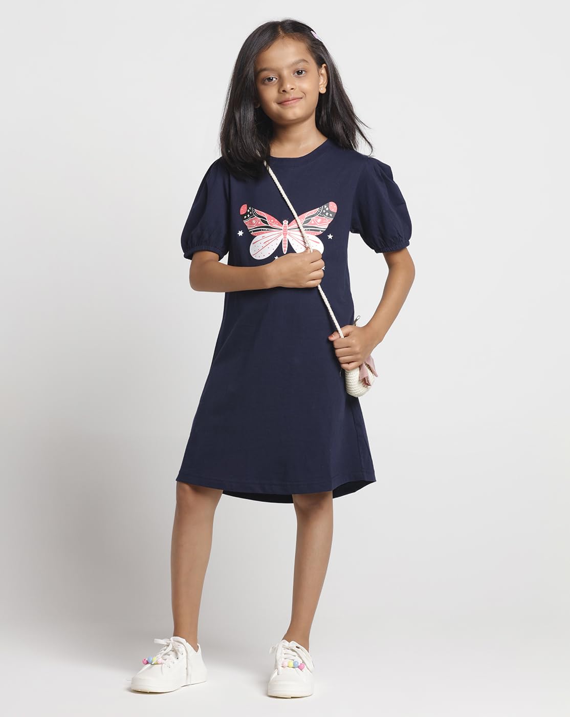 T2F Girls Puffed Sleeve 100% Cotton Knee Length Printed Nightgown, Nightdress, Sleepwear (Pack of 3)
