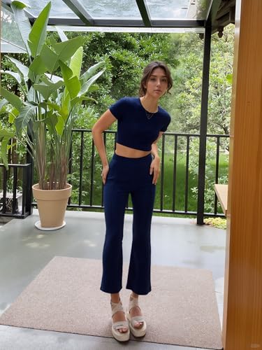 ANNI DESIGNER Women Rayon Top and Pant Set| Regular Fit |Formal Wear |Party Western for Stylish| Fancy Top |Solid and Buttons | Ethnic Co-Ord Set | Top & Flared Trousers Set
