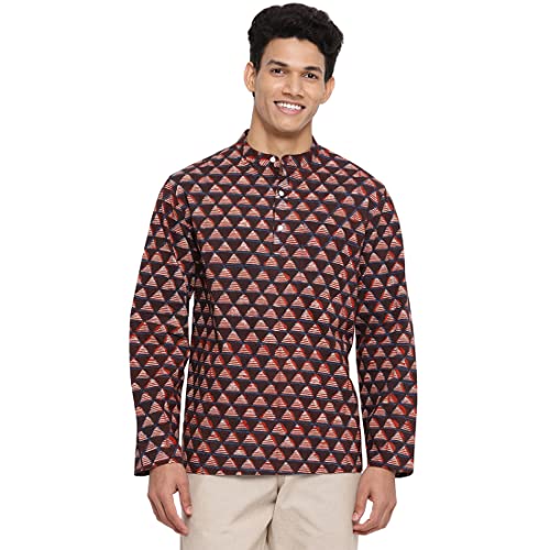 Fabindia Men Cotton Printed Shirt Brown_Xs