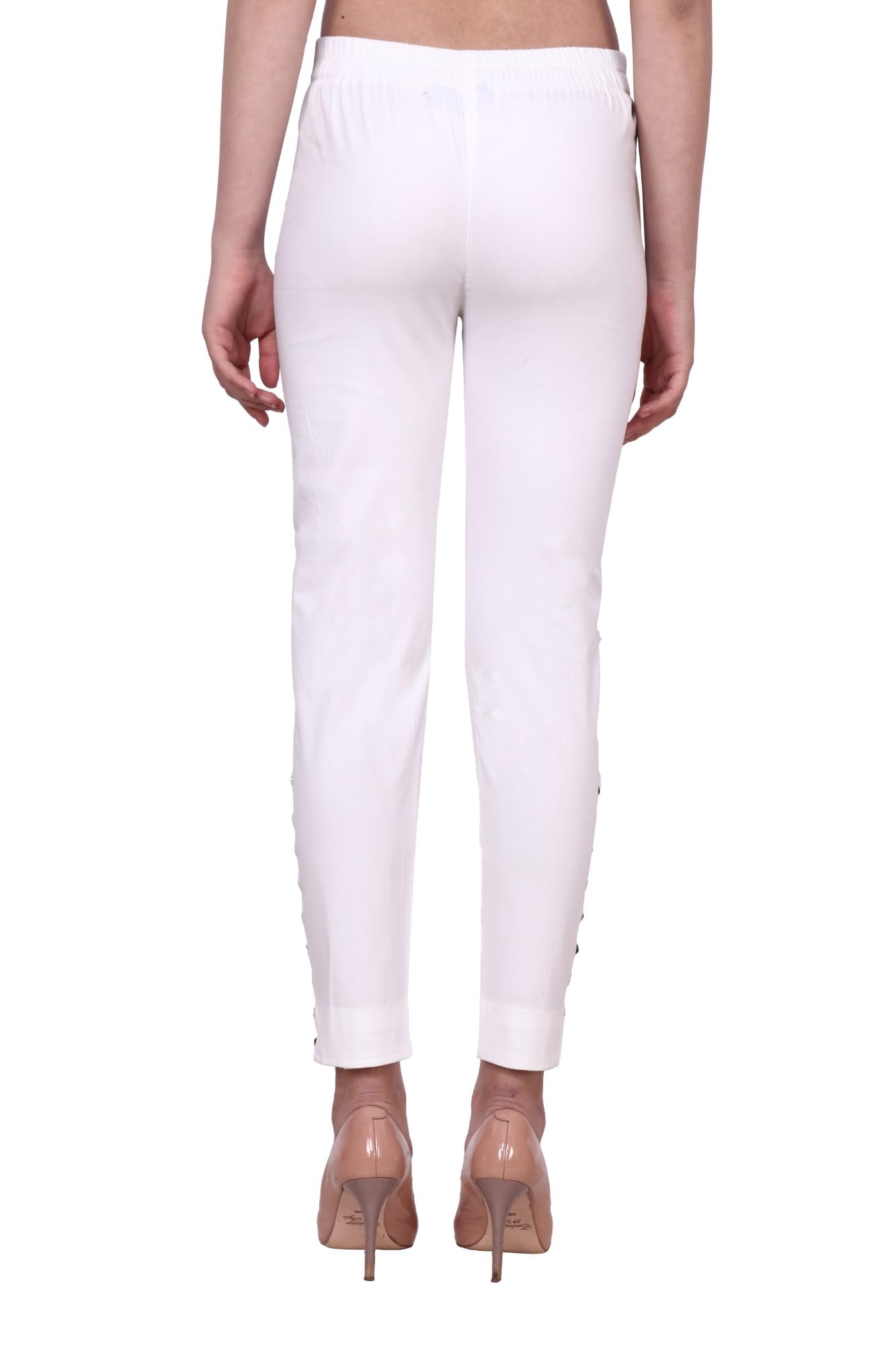Popwings Casual Flat Front Straight Rayon White Bottom Lace Palazzo For Women|| Stylish Western Women Palazzo For Summer || Regu