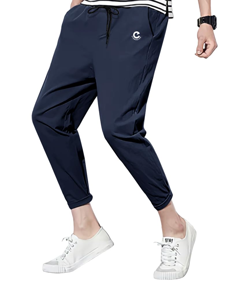Eyebogler MenS Solid Brand Logo Track Pants Navy Blue