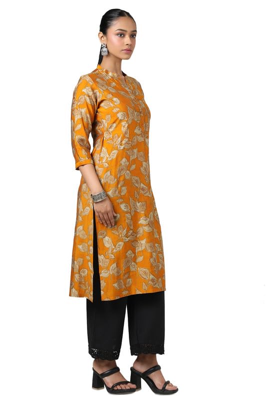 Soch Womens Mustard Muslin Floral Print Kurta