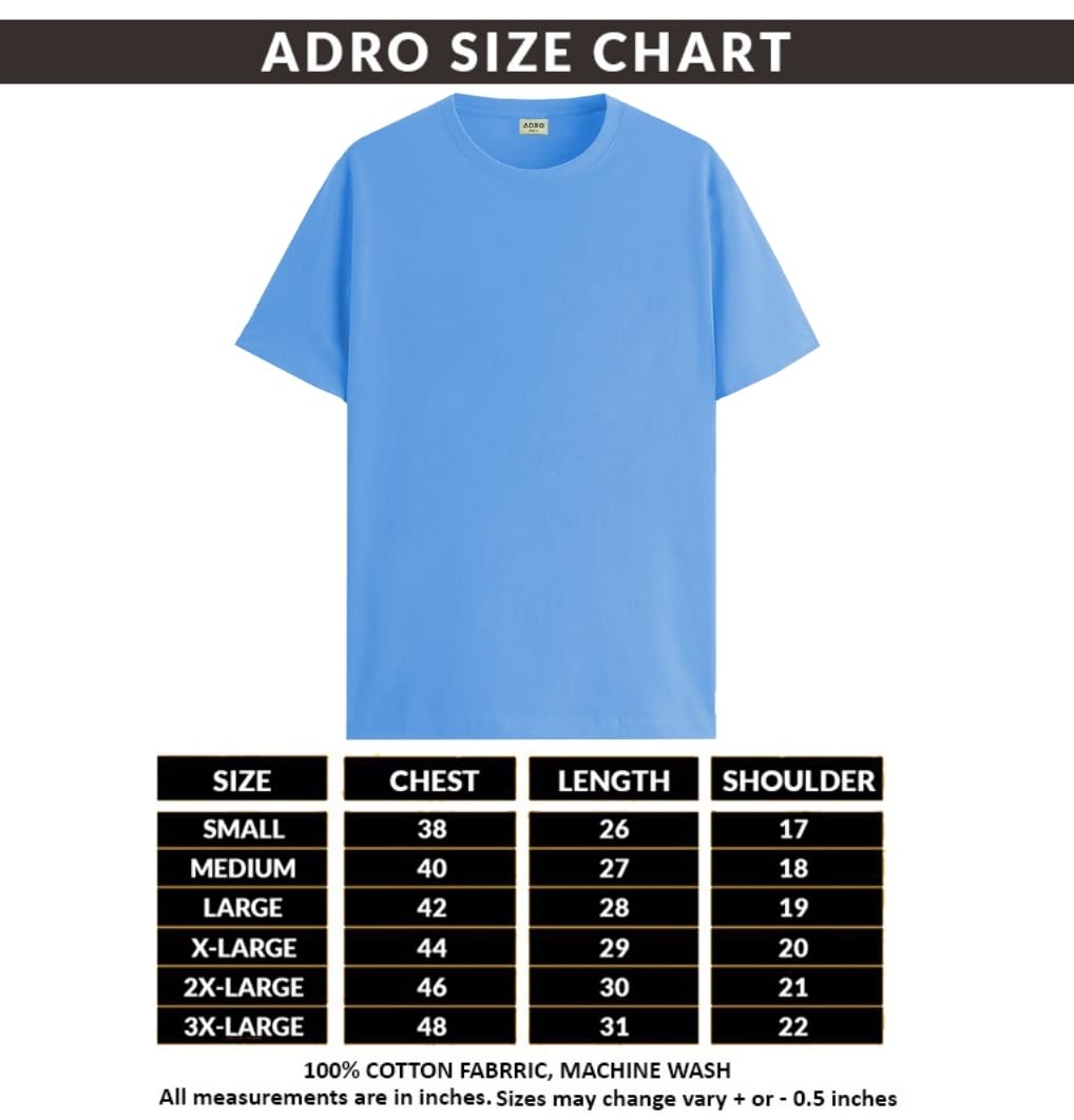 ADRO Men's Solid Regular Fit T-Shirt (RCM3-PLN-BL-NB-SK_Black,Navy,Sky Blue