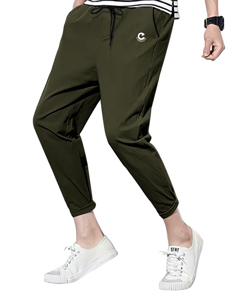 Eyebogler MenS Solid Brand Logo Track Pants Olive Green