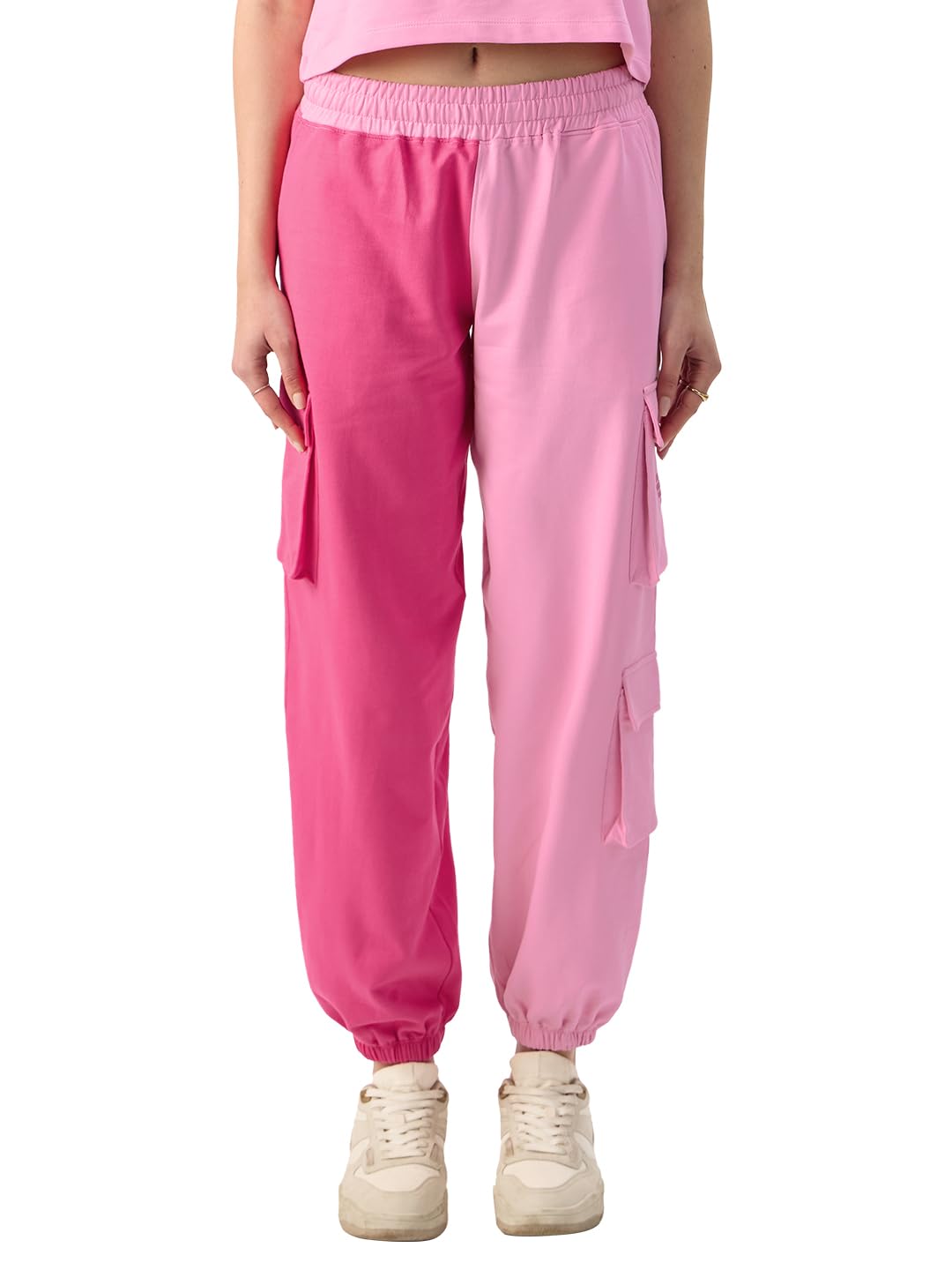 The Souled Store in A Heart Beat Women and Girls Pink Graphic Printed Regular Fit Joggers
