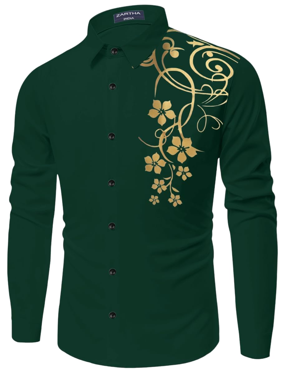 Bellstone Men Solid Cotton Full Sleeves Casual Shirt for Men Stylish Latest Dark Green