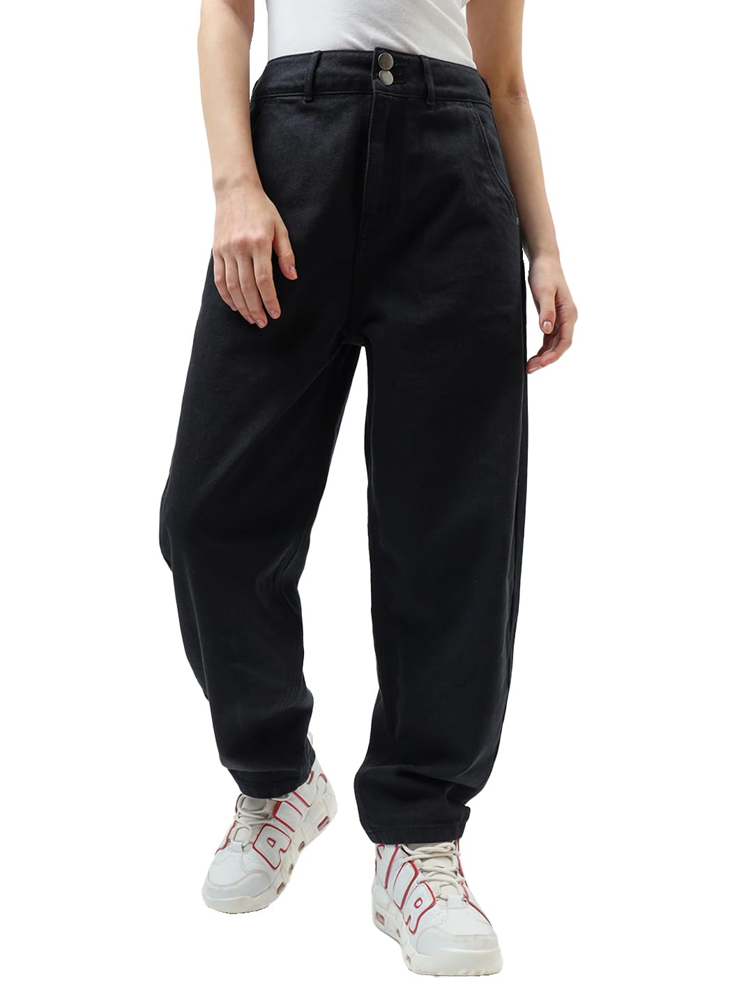Bewakoof Womens Baggy Tapered Fit Jeans_624269_Black_28