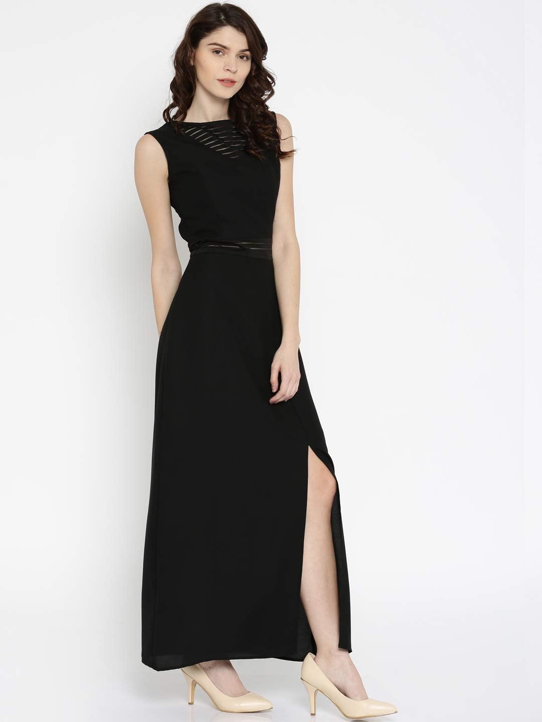 Rare Women'S Synthetic A-Line Maxi Dress (Ep1604- Black_Xl)