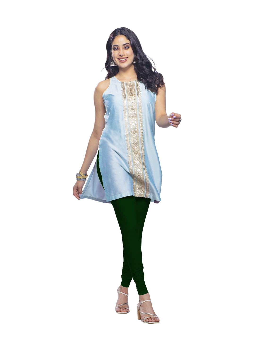 Lyra Premium Viscose Full Length Churidar Leggings For Women Bottle Green