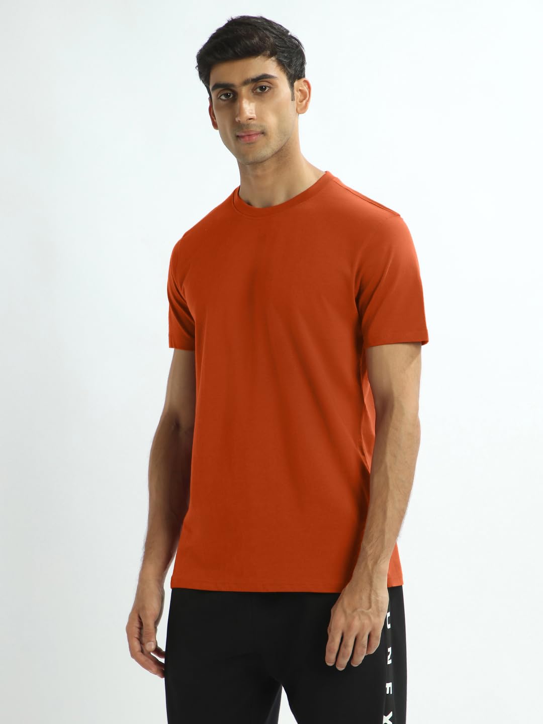 Nobero MenS Solid Regular Fit T-Shirt (1M-Twts-R0007_Rust Orange