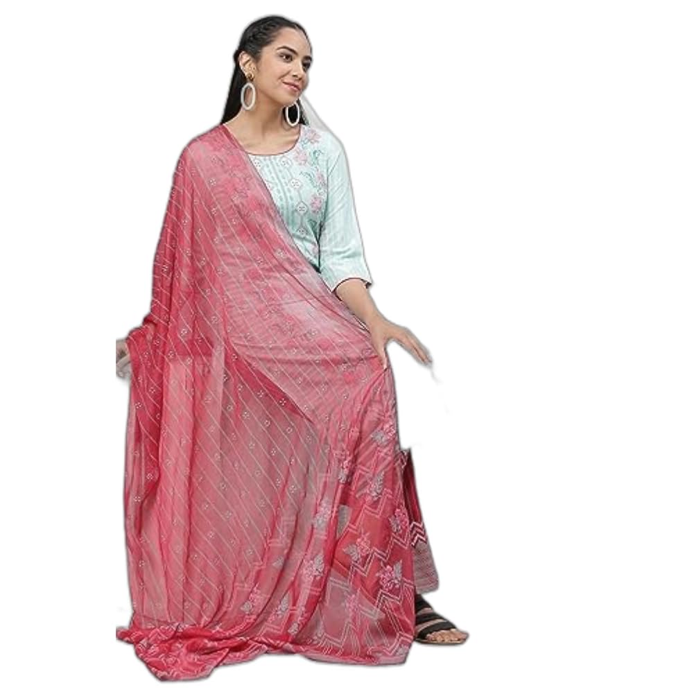 Aurelia Women Crimson Floral Printed Silver Chiffon Dupatta_23Aua80002-504934