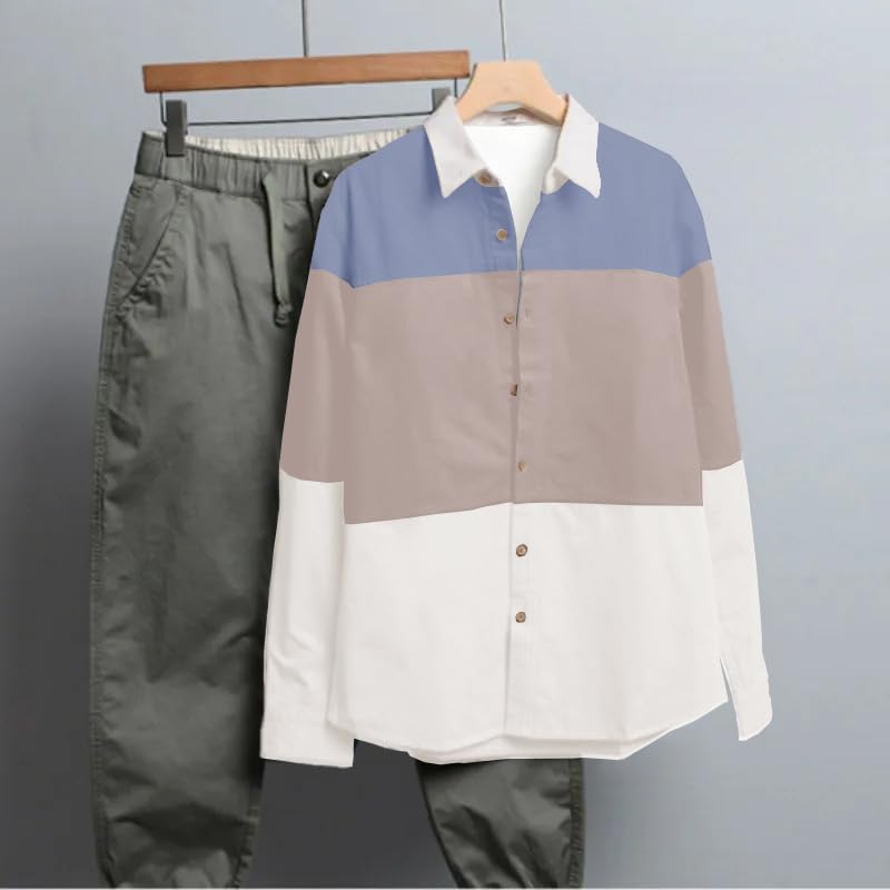 BE ACTIVE Mens Regular Fit Casual Shirt|| Cotton Stylish Full Sleeves Shirt for Men Blue