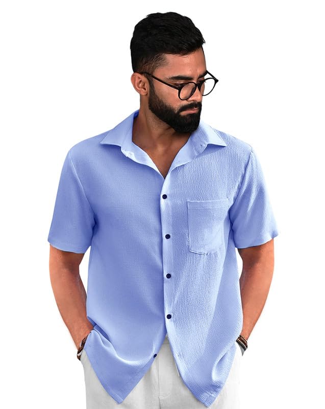 Tee Projekt Textured Shirts for Men || Casual Shirt for Men || Comfortable and Stylish for Every Wardrobe Aqua Blue