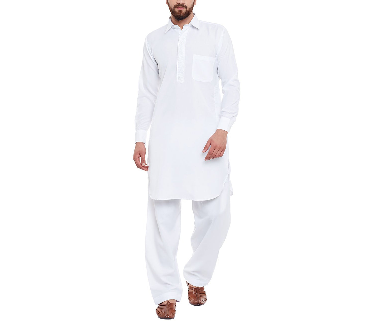 SOJANYA (Since 1958 Men's Classic White Cotton Blend Pathani Kurta Salwar