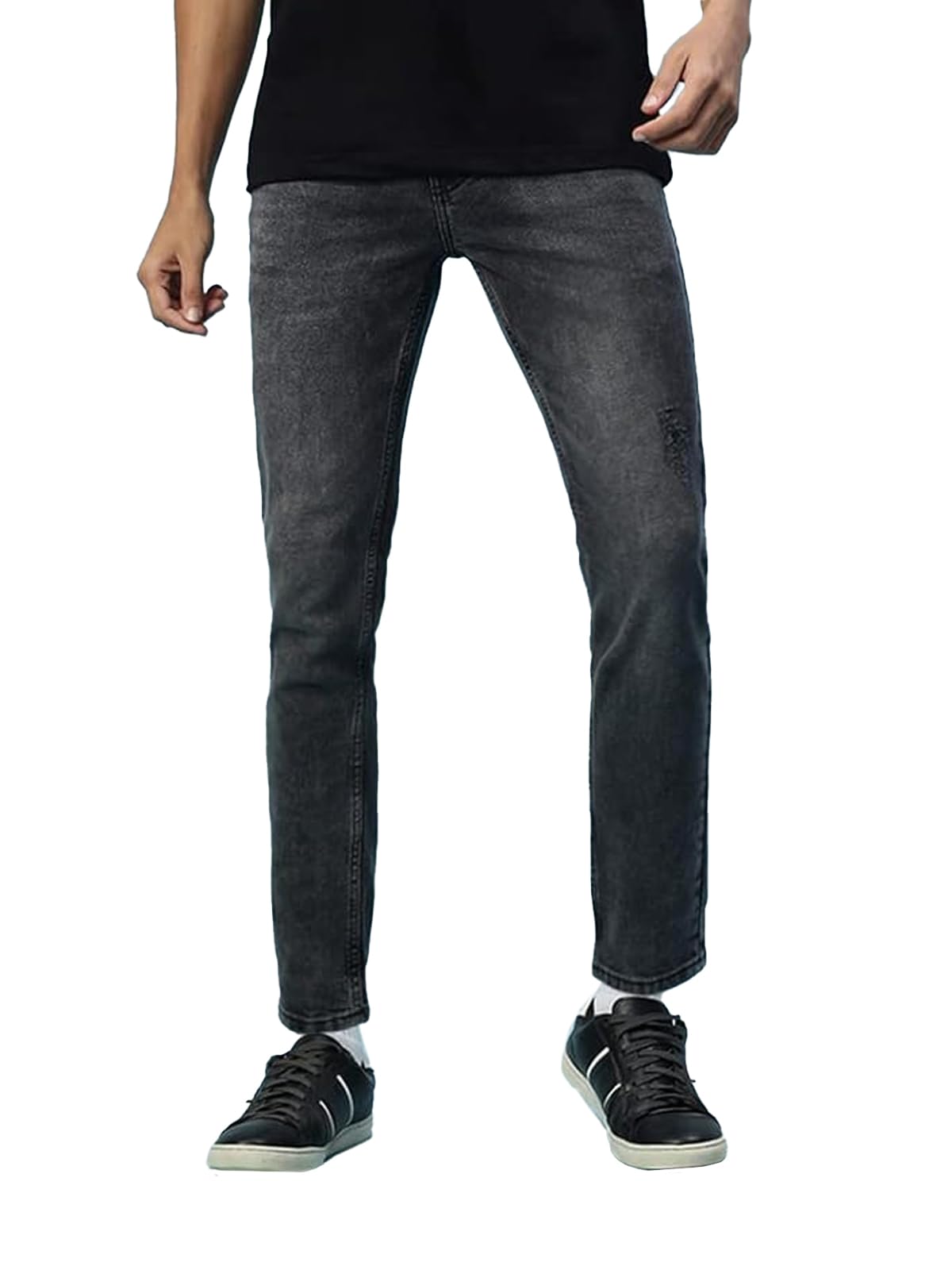 Veirdo Mens Cotton Slim Fit Full Length Mid Rise Denim