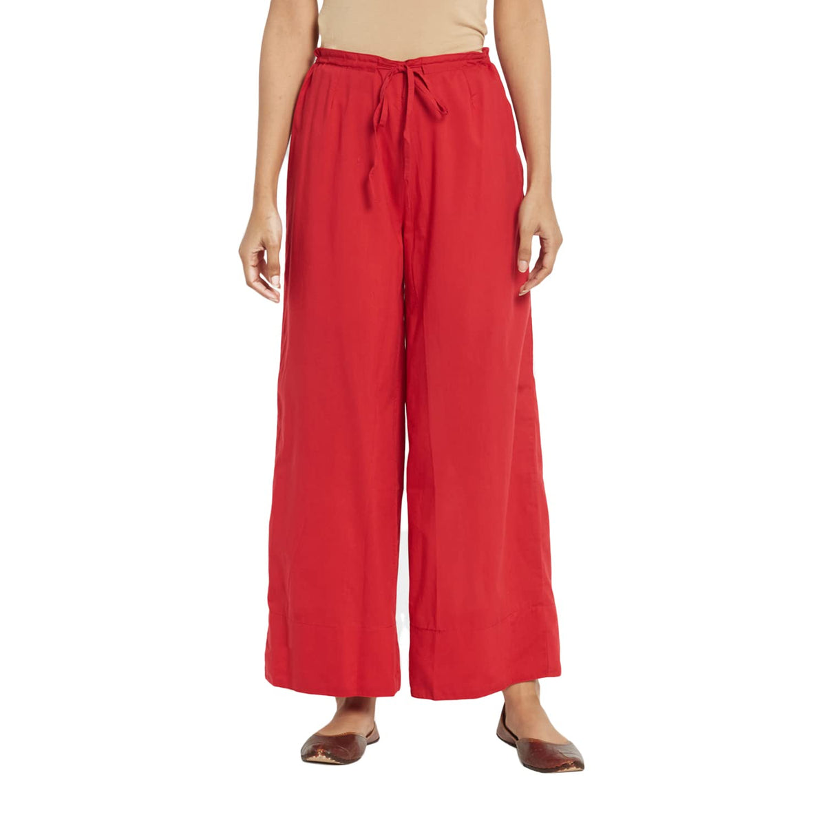 Fabindia Women Tie Up Ijar Pant Cotton_M Red