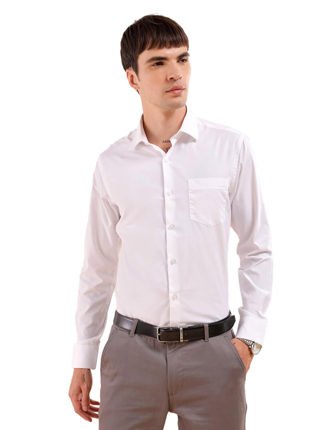 The Indian Garage Co Mens Slim Fit Shirt (0823-SHPPFR-01_White