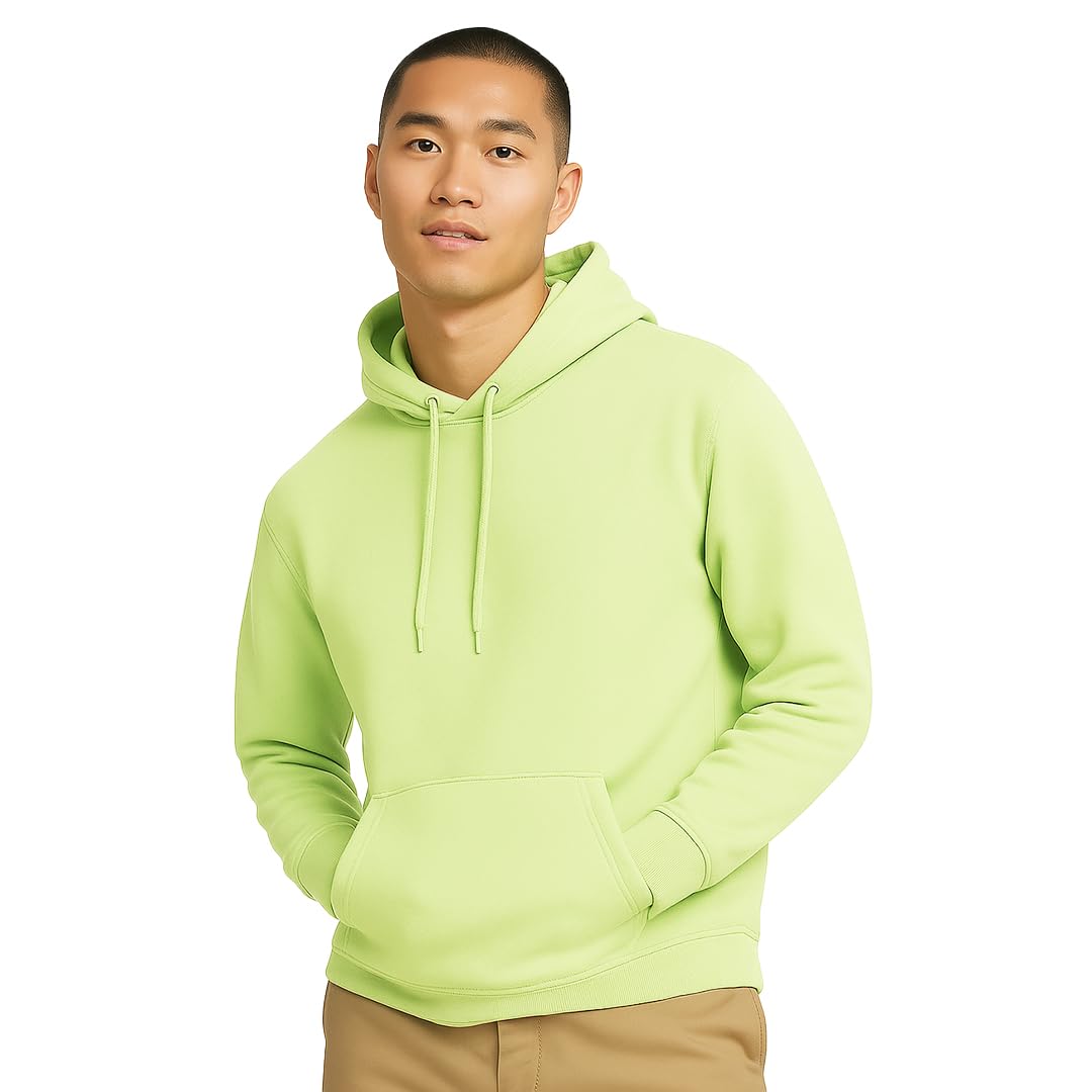Nobero MenS Cotton Blend Neck Hooded Sweatshirt (1M-Twho-R0004-Eleganth_Cool Matcha