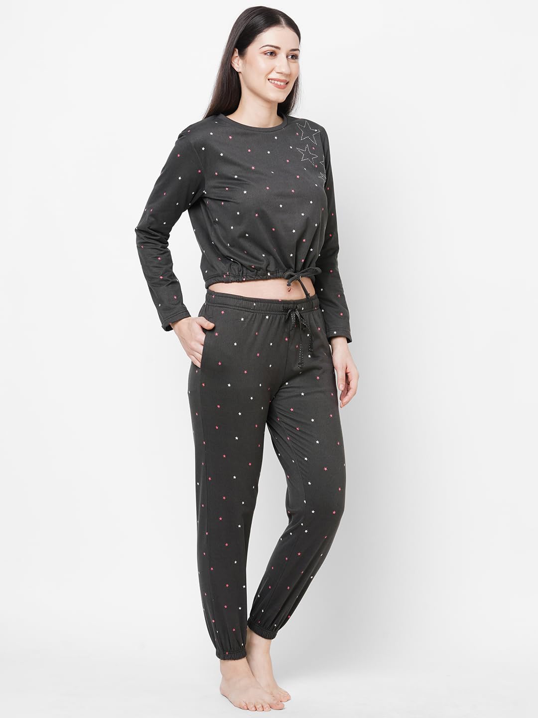 Sweet Dreams Womens Printed Pyjama Set Grey