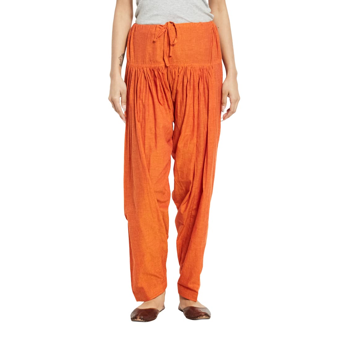 Fabindia Women Drawstring Waist Regular Salwar Cotton_Xs Orange
