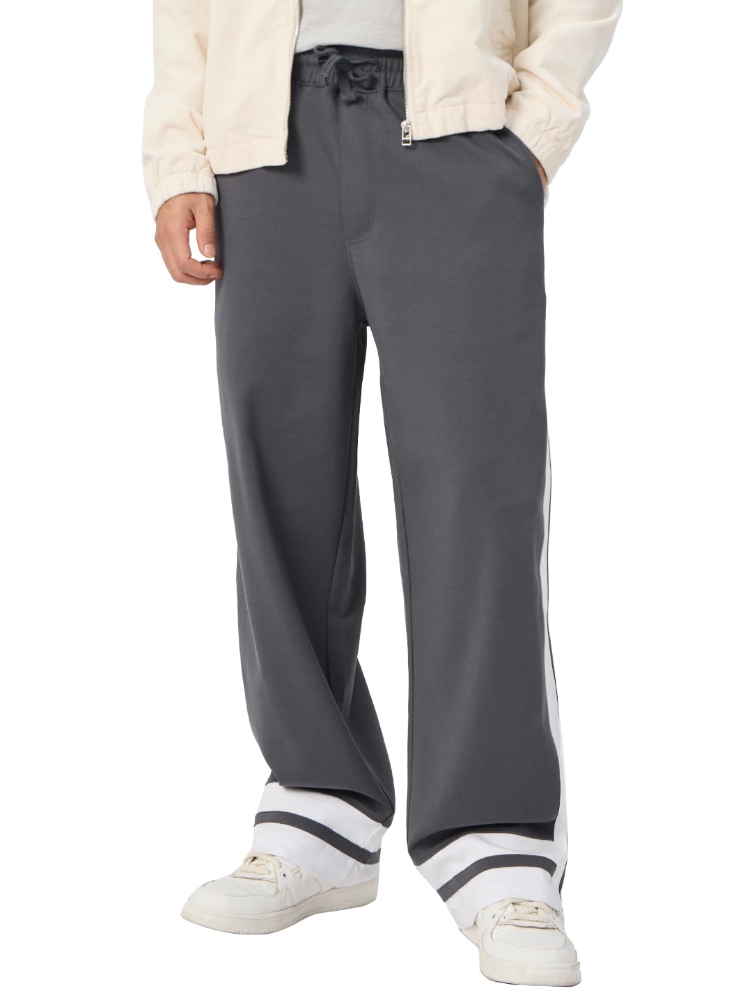 The Souled Store Korean Joggers: Slate Men and Boys Drawstringed Loose Fit Cotton Blend Korean Joggers