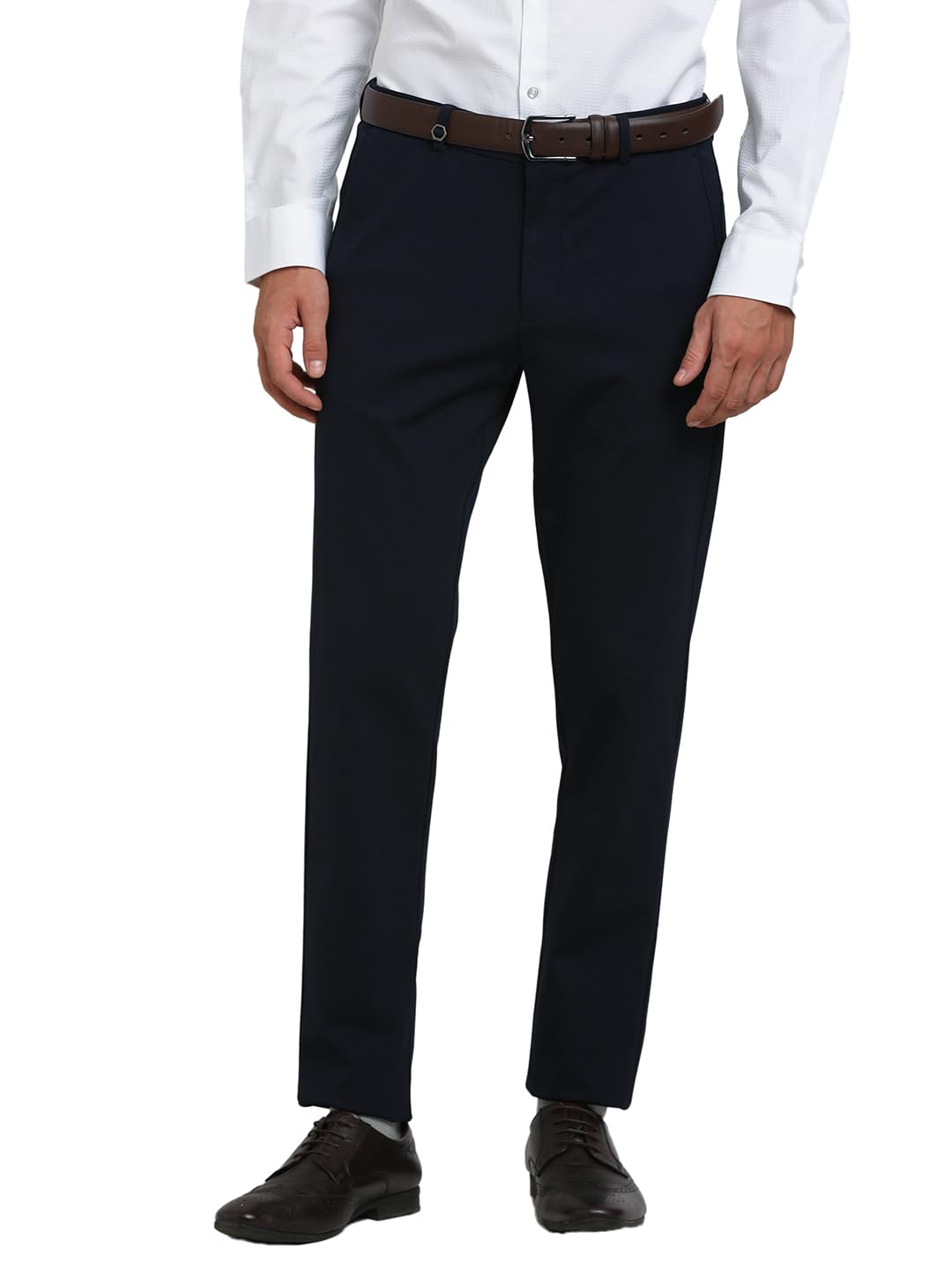 Turtle Men Ultra Slim Fit Blue Flat Front Solid Knitted Party Trouser