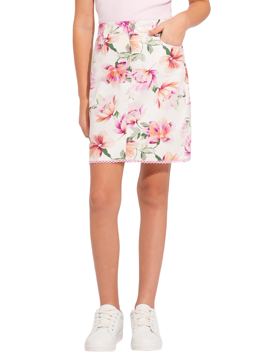 Vero Moda Girls Pink Floral Co-Ord Set Skirt