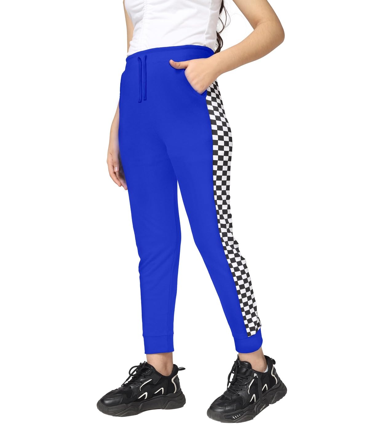 Kyda Kids Girls Cotton Printed Track Pants With Pocket - (Pack Of 1) Blue
