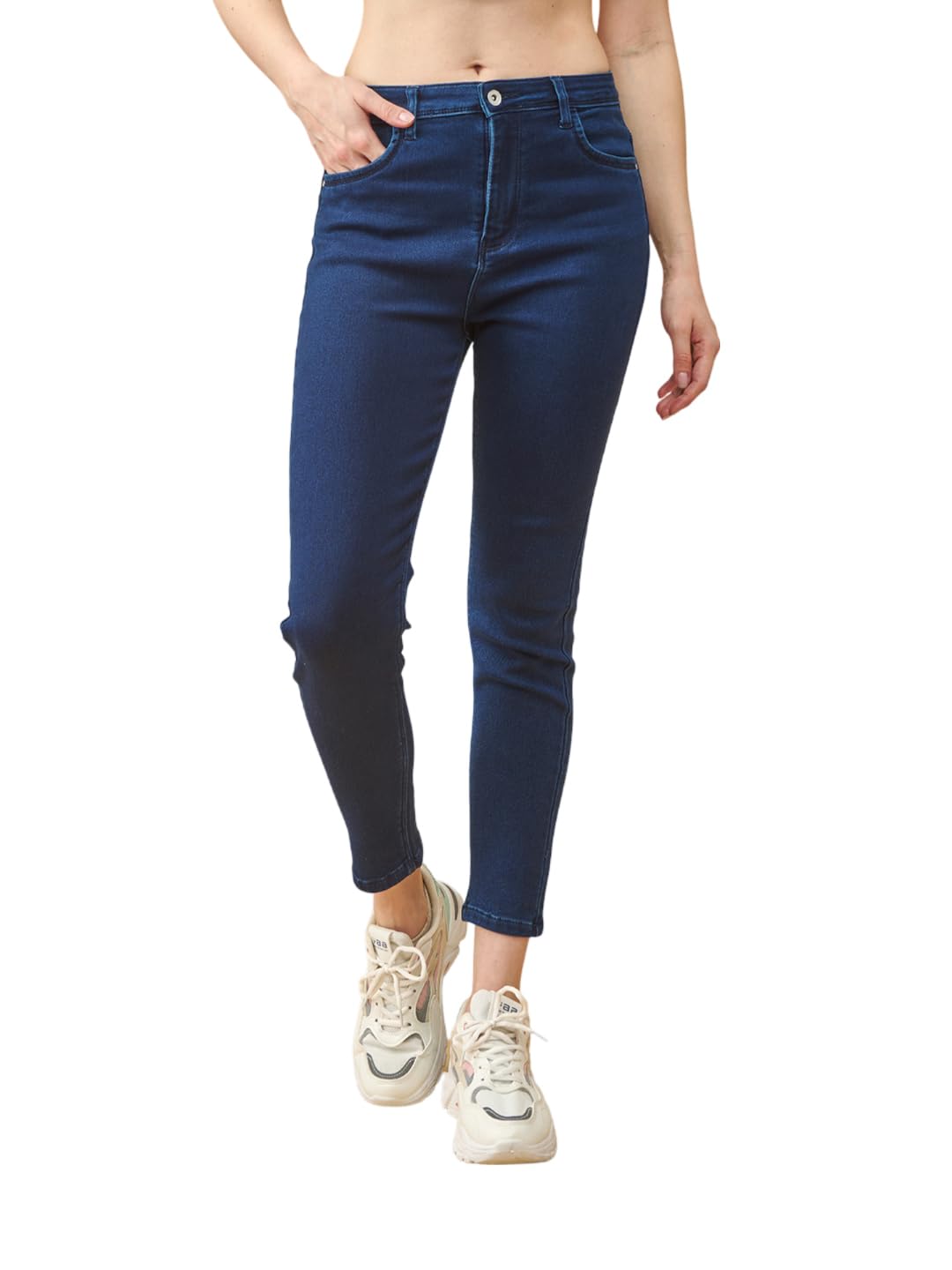 Lyra Women High-Waist Ankle-Length Tapered Jeans Dark Blue