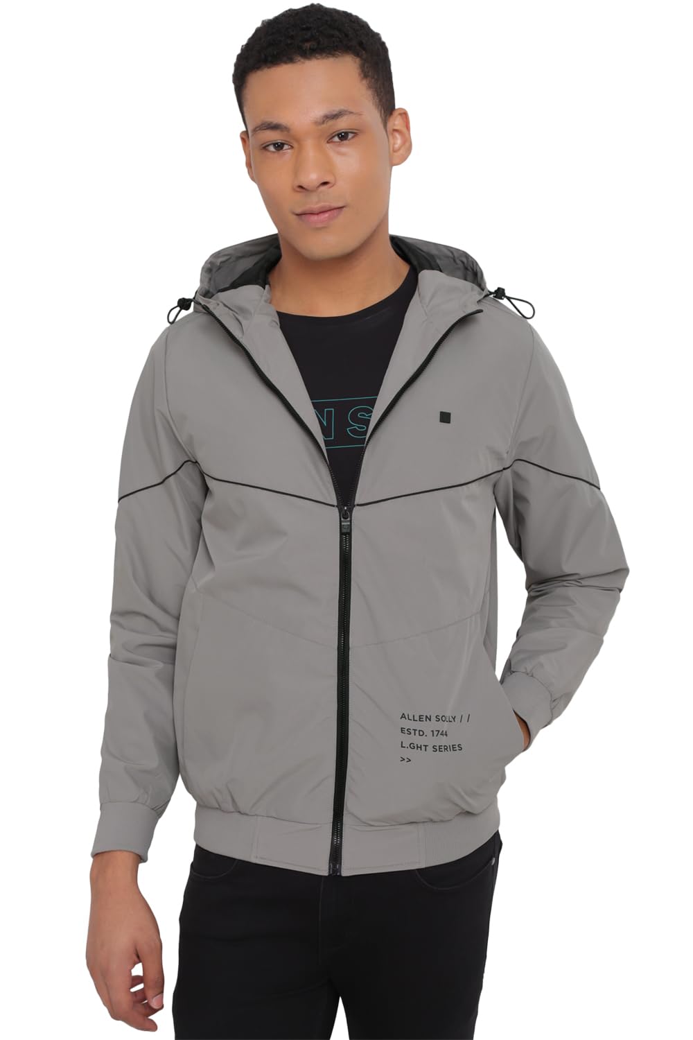 Allen Solly Men Regular Fit Solid Cotton Hooded Jacket