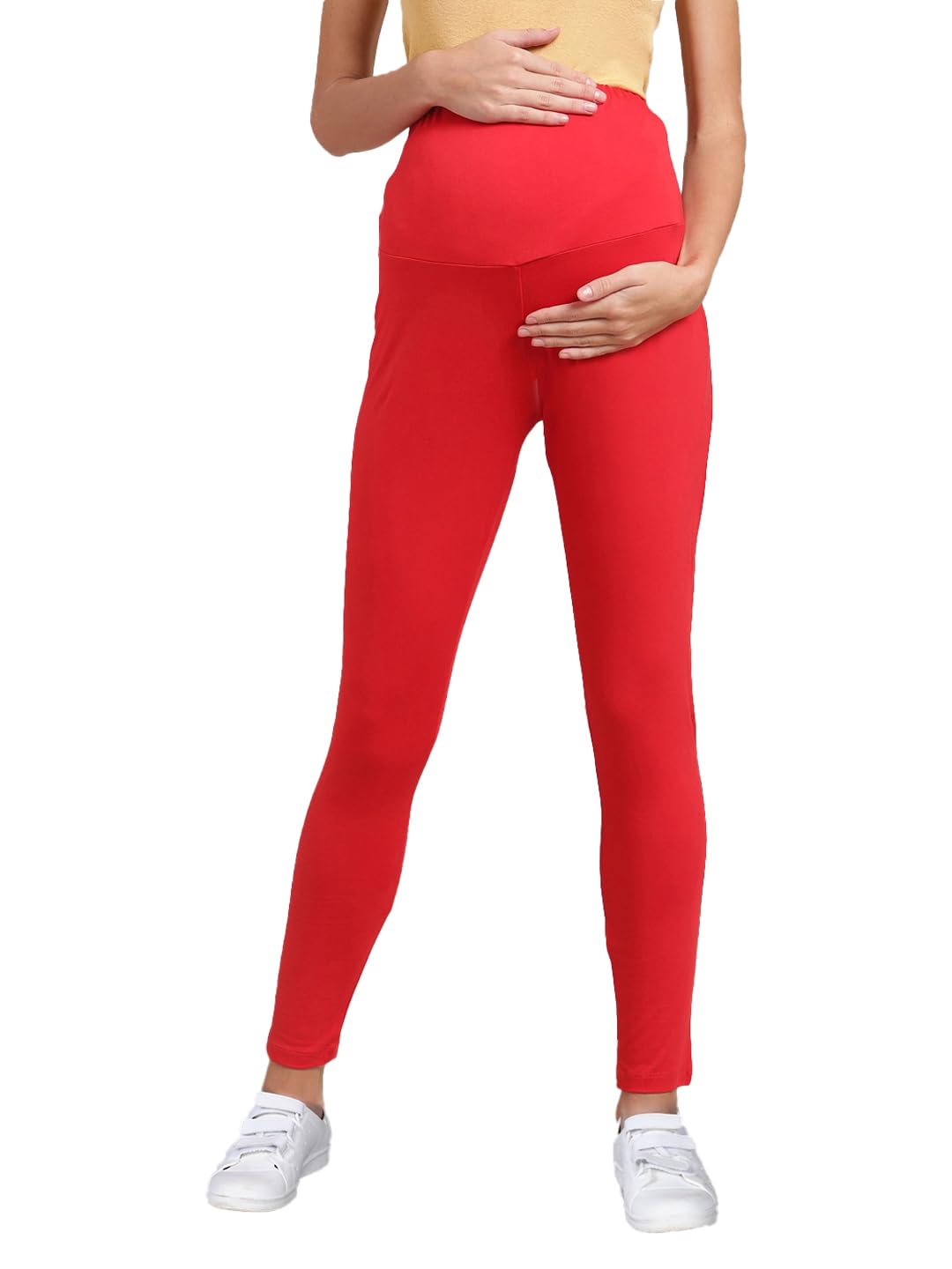 Lyra Overbelly Maternity Leggings Red