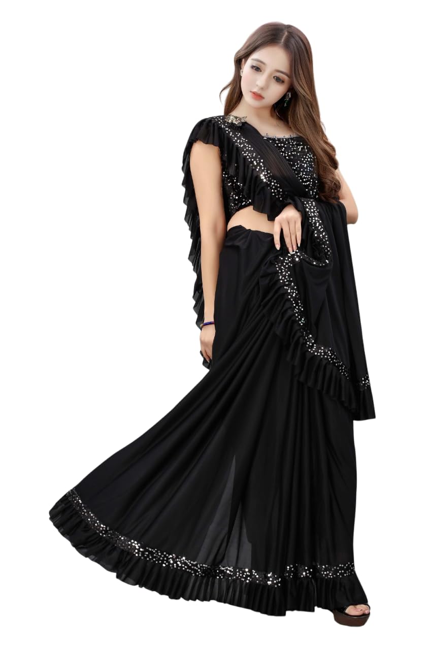 Dhyey Fashion Baby Girls Lycra Blend Saree With Unstitched Blouse Stylish Saree For Girls, Perfect For Special Celebrations,Vib
