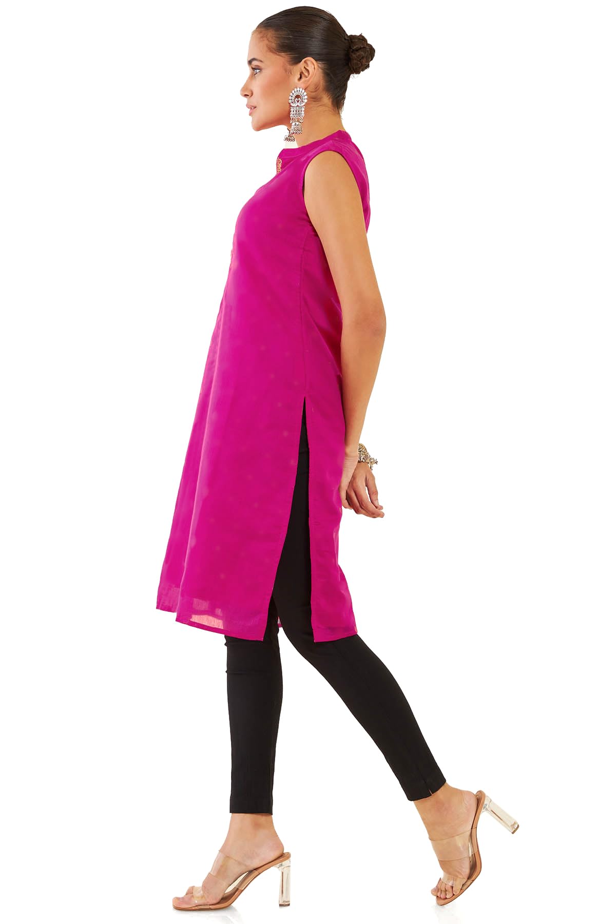 Soch Women's Chanderi Embroidered Regular Kurta