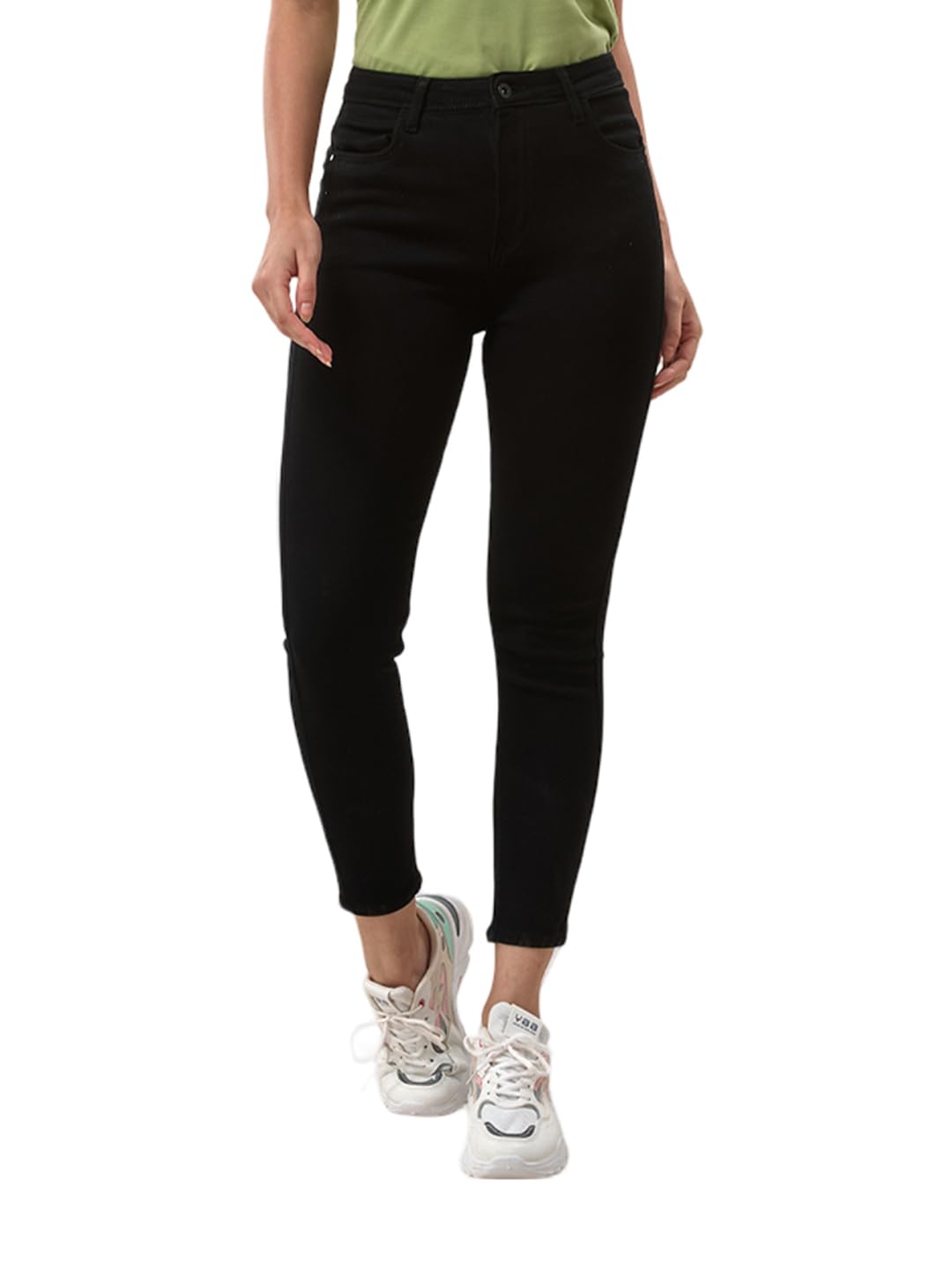 Lyra Women High-Waist Ankle-Length Tapered Jeans Black