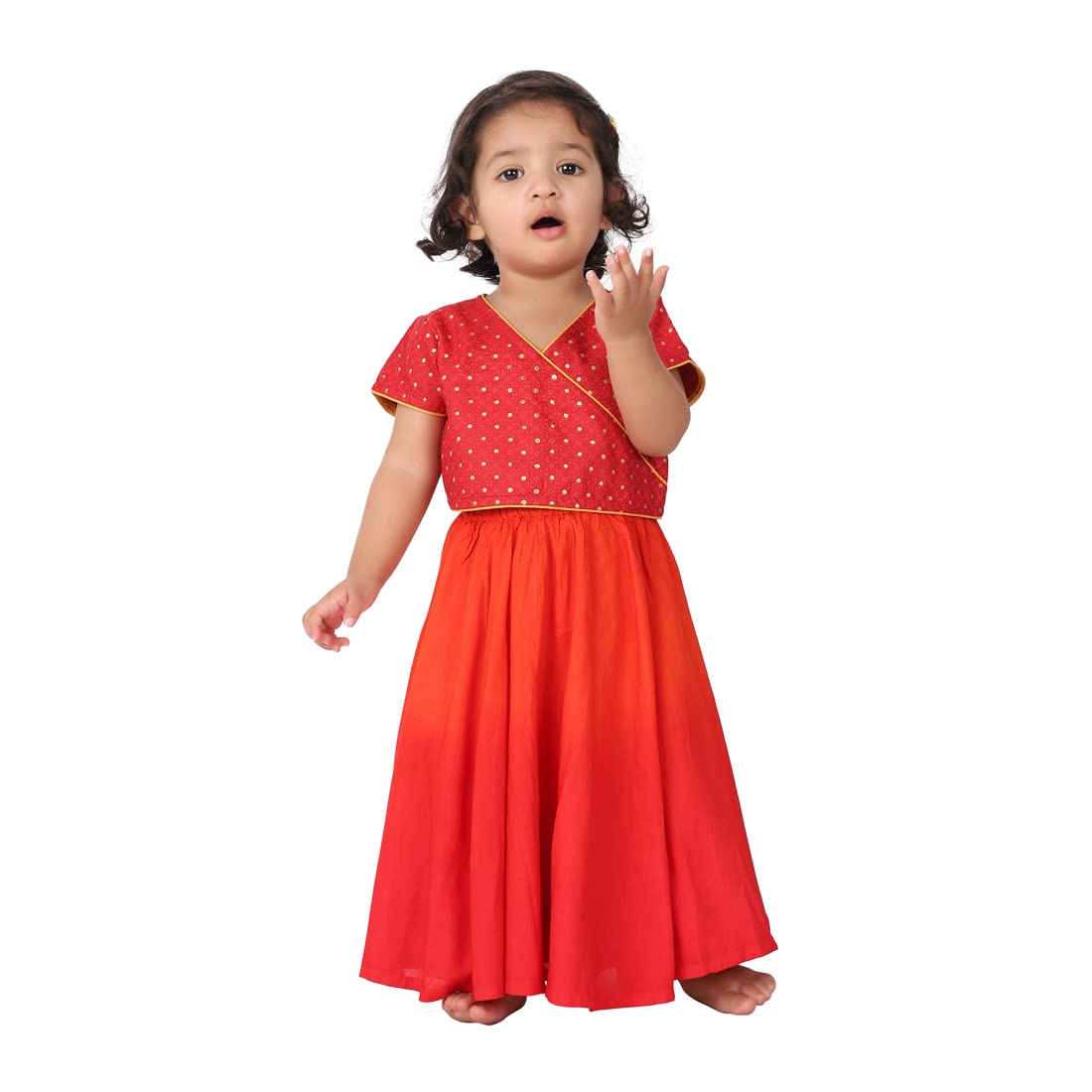 Fabindia Baby GirlS Modal Lehenga Set (102524901_Red_3-6M)