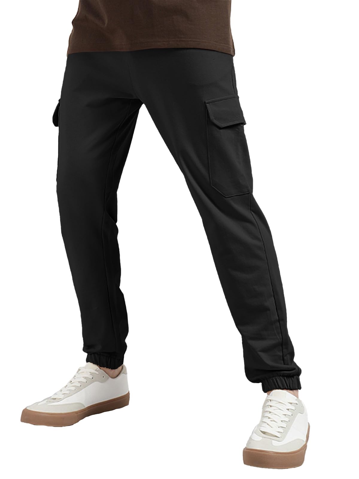 Veirdo Mens 100% Cotton Regular Fit Mid Rise Trackpants with Pocket