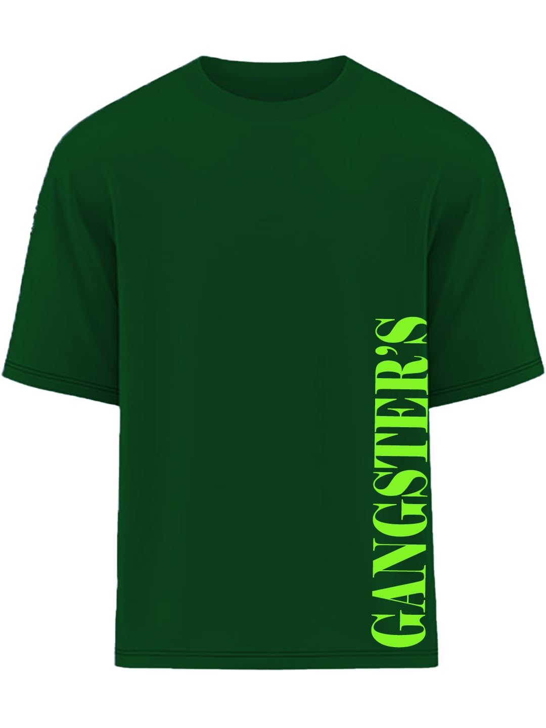 Rigo Printed Oversized T-Shirts for Men | Drop Shoulder T-Shirt for Men Dark Green