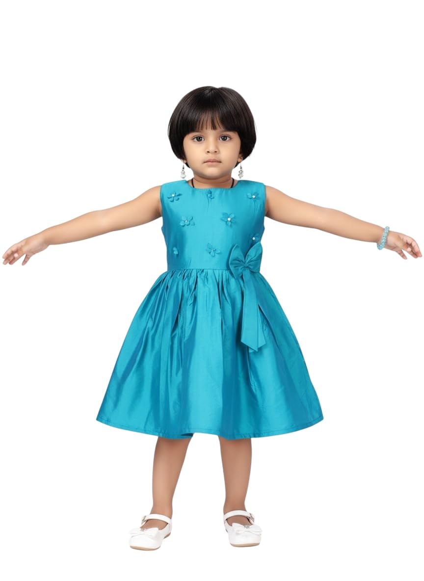 Aarika Girls Firozi Colour Frock-(6-6 Years)-(Oct_Fk-21951-Green-18)