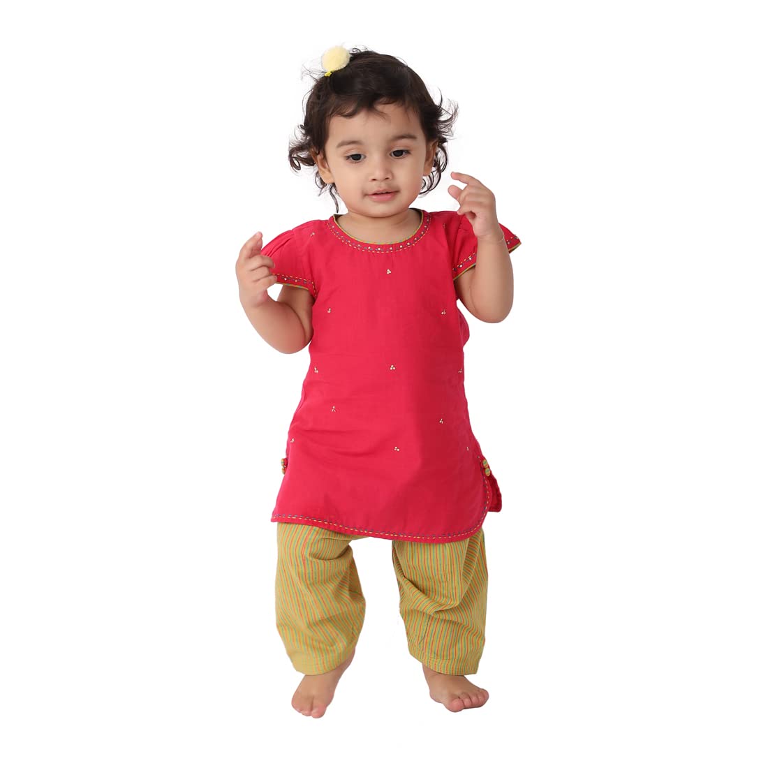 Fabindia Kids Cotton Printed Kurta Set Pink_18-24M
